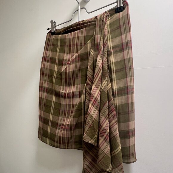 Ralph Lauren NWT Plaid Ruffle-Trim Georgette Skirt (Size 10) - Picture 3 of 9
